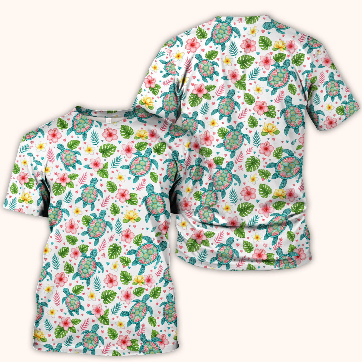 Tropical Sea Turtle Floral Nurse Scrub Top