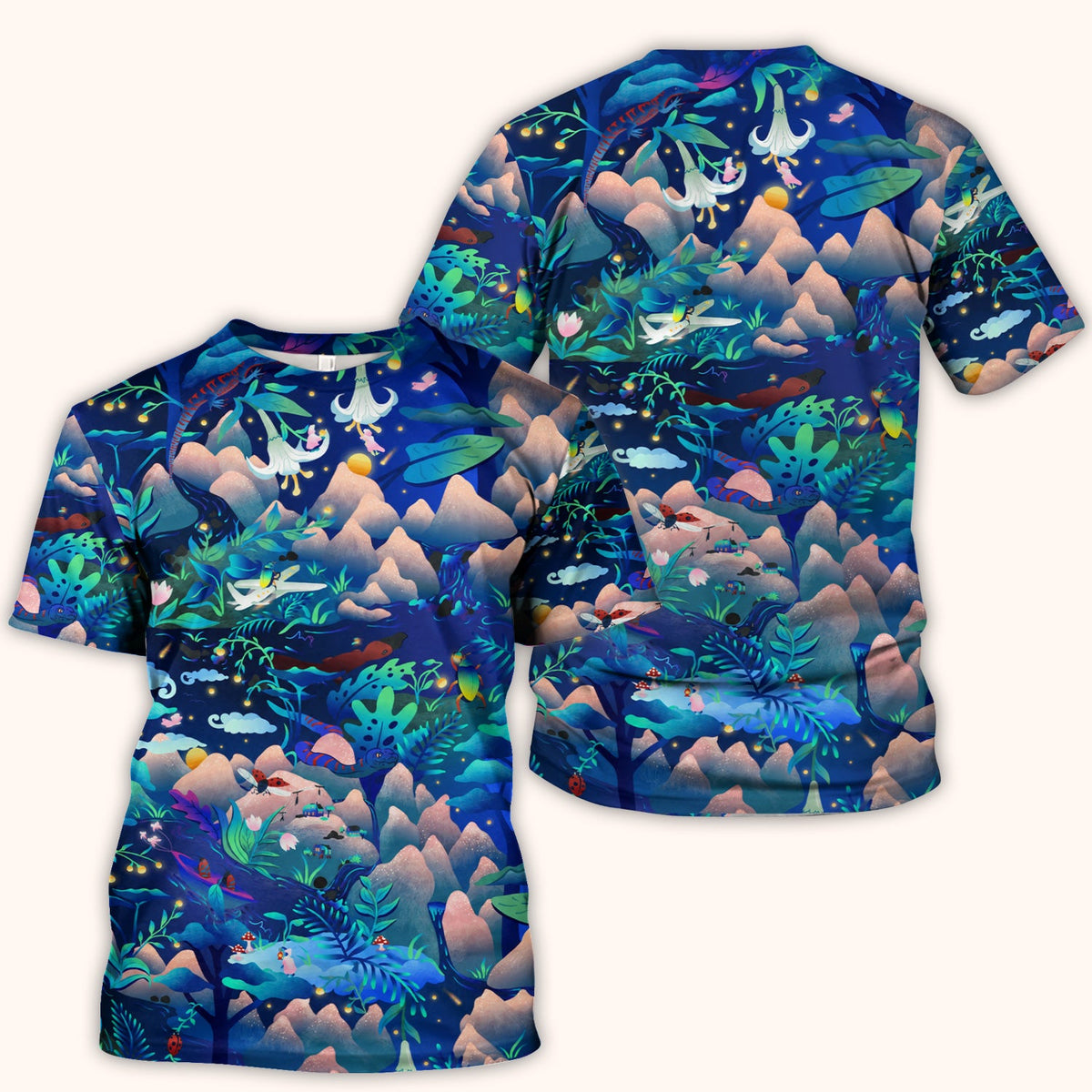 Whimsical Mountain Bug Nurse Scrub Top