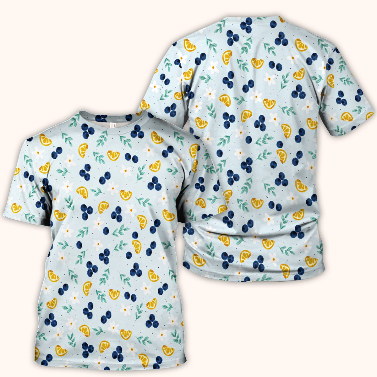 Blueberry Lemon Daisy Nurse Scrub Top