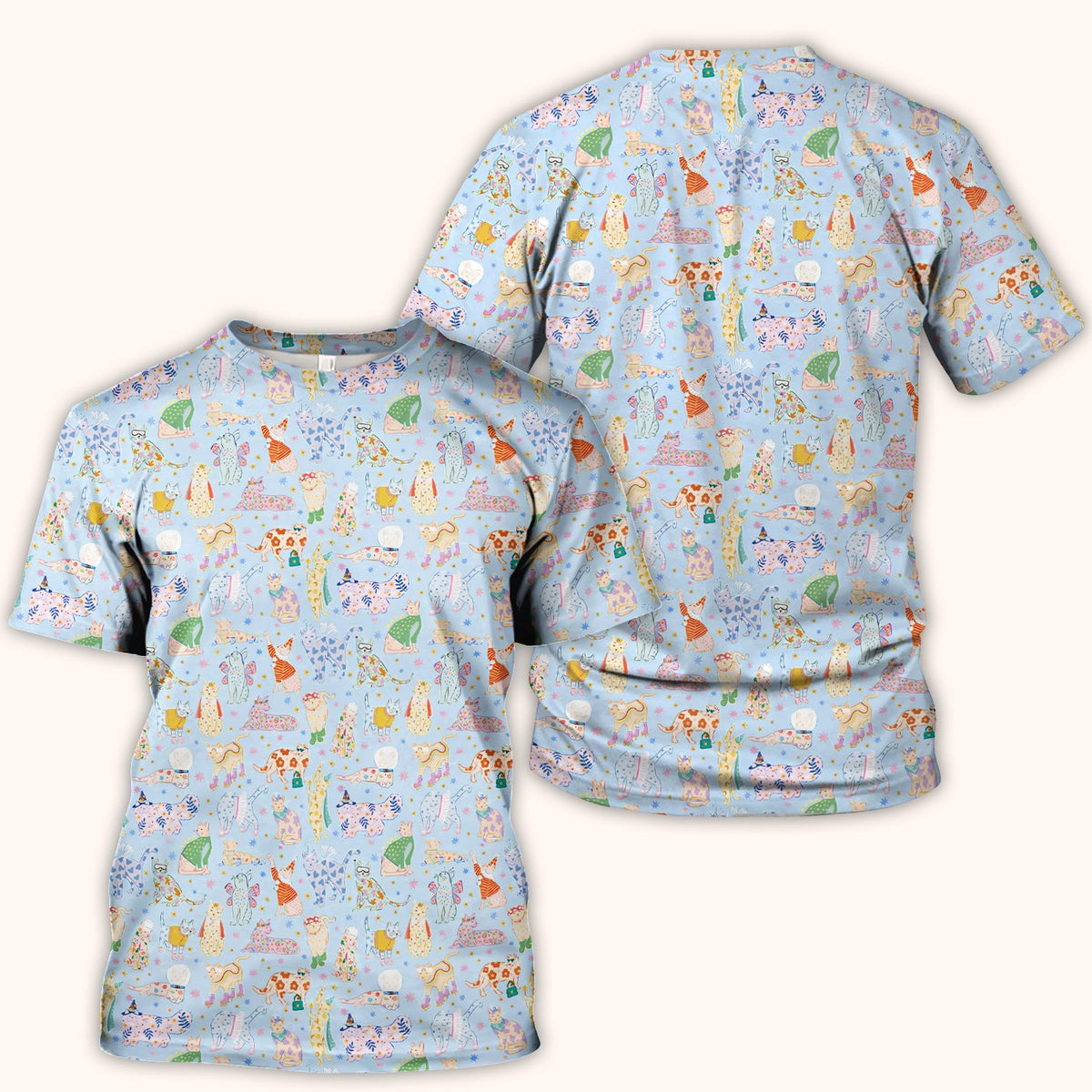 Colorful Cats Nurse Scrub Top