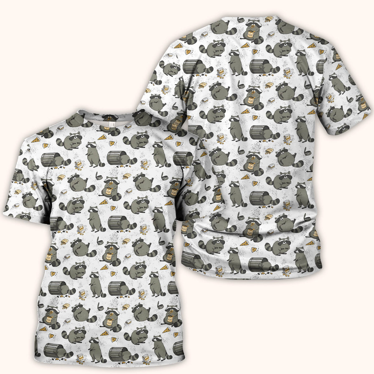 Raccoon Snack Trash Can Nurse Scrub Top