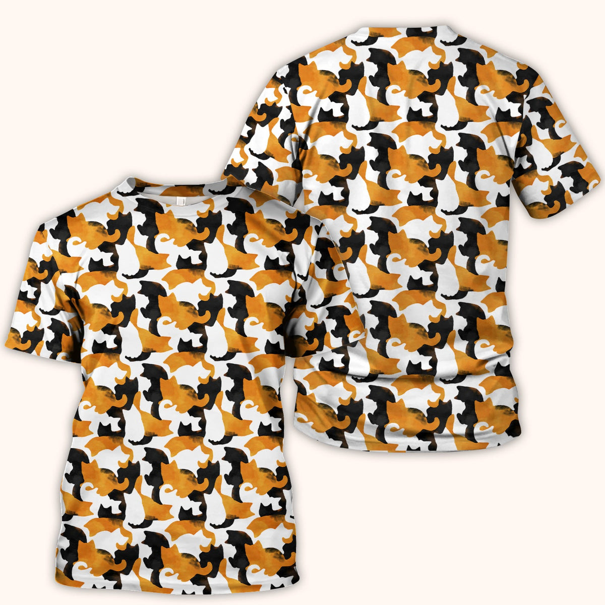 Calico Cat Silhouette Nurse Scrub Top