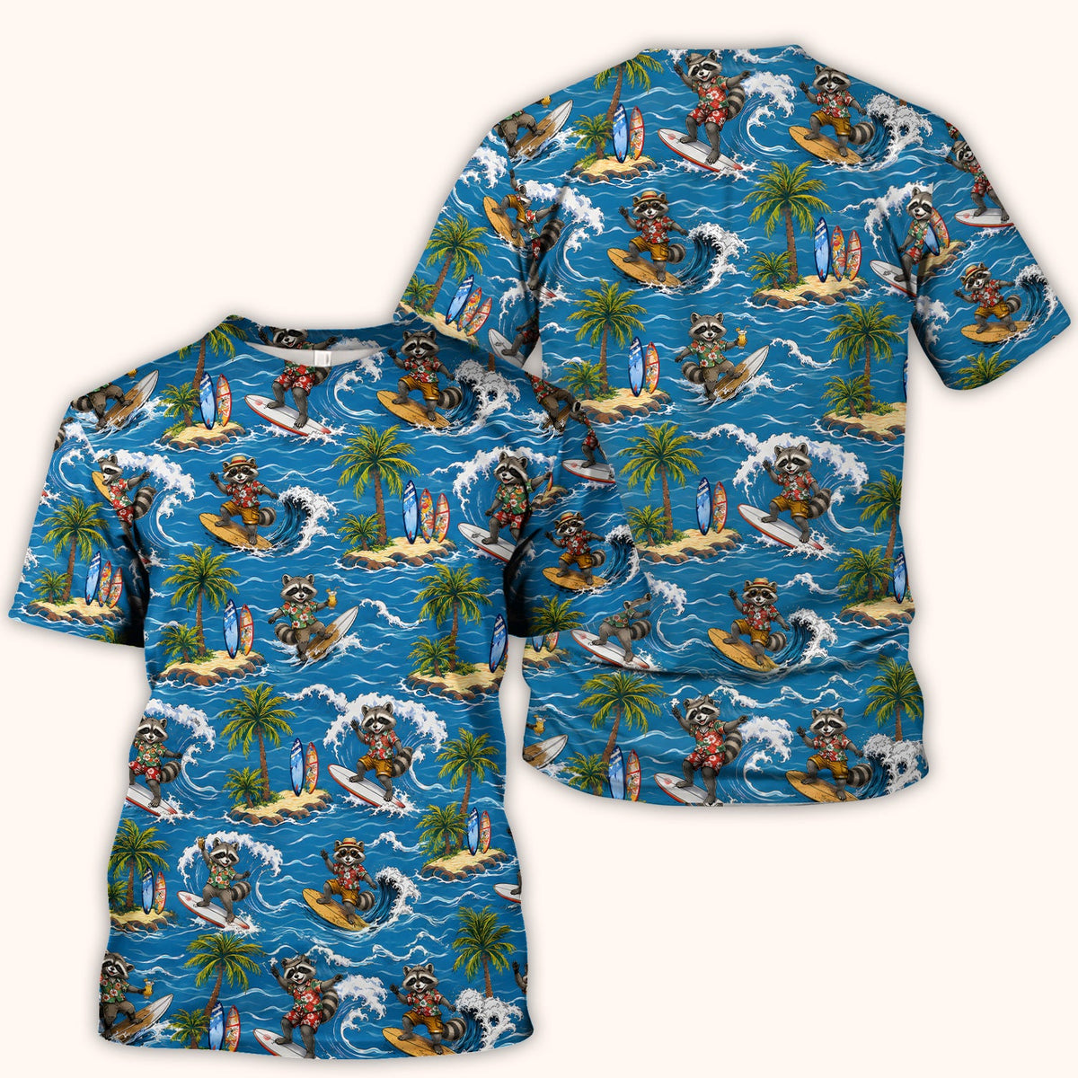 Tropical Surfing Raccoon Island Nurse Scrub Top