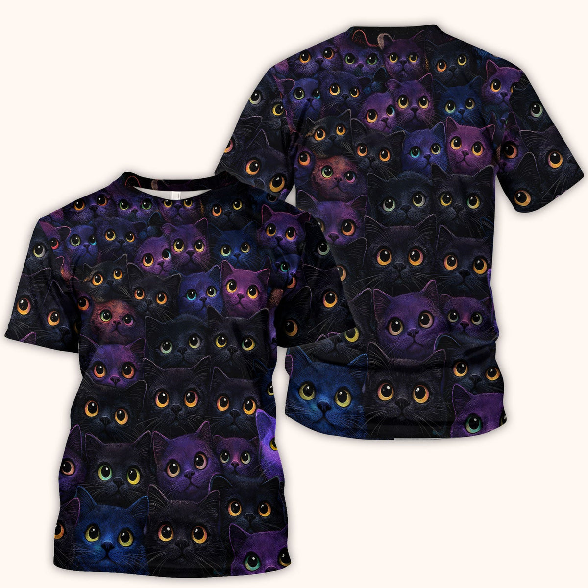 Cute Cat Eyes Pattern Scrub Top for Nurses, Breathable Fabrics Nursing Uniform
