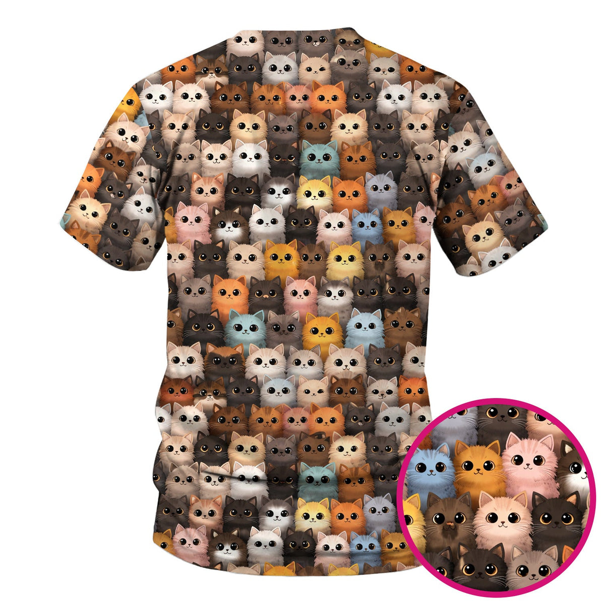 Lightweight Colorful Cat Nurse Scrub Top