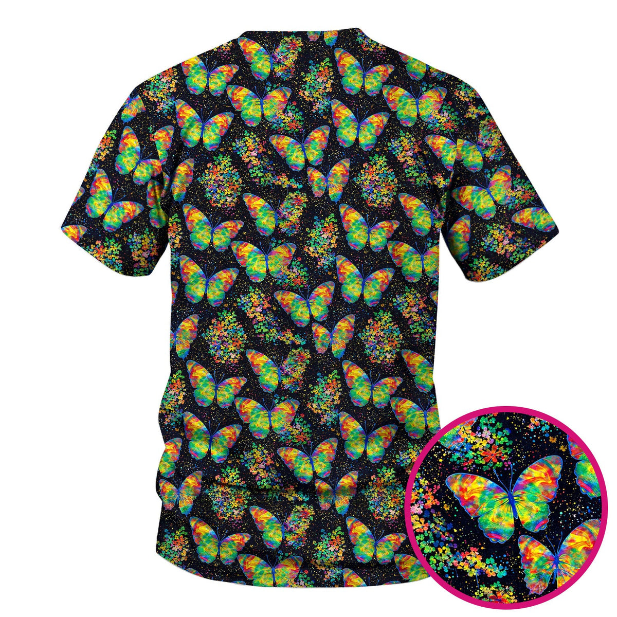 Rainbow Butterfly Galaxy Nurse Scrub Set