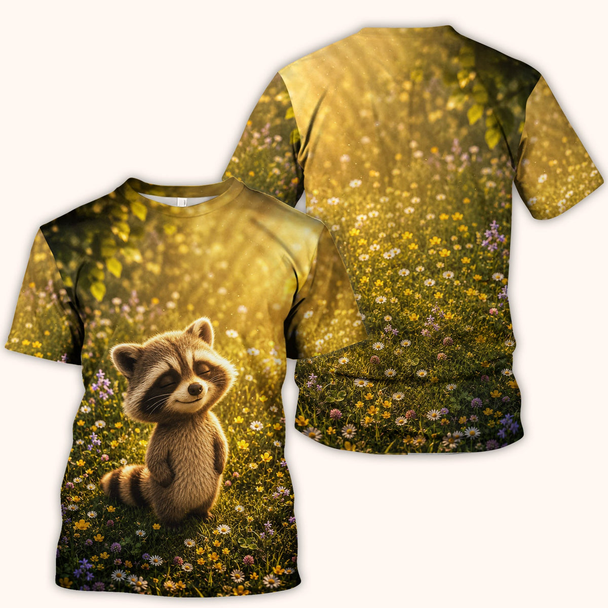 Smiling Raccoon Meadow Flower Nurse Scrub Top