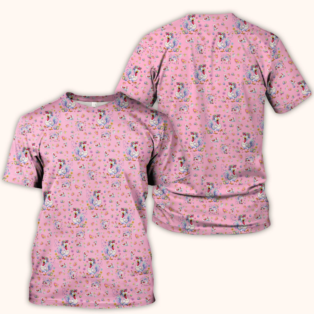 Funny Easter Nurse Chicken Pattern Scrub Top, Comfortable Scrubs for Nurses