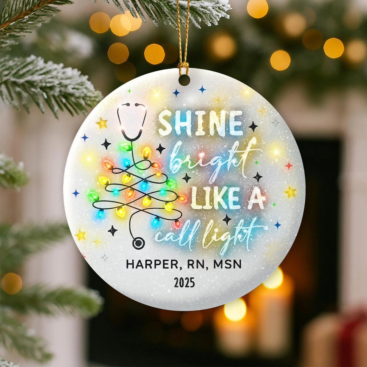 Personalized Shine Bright Call Light Nurse Ornament