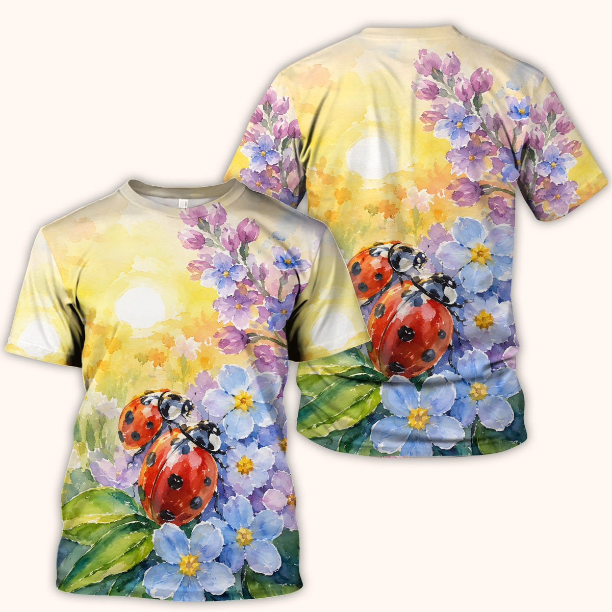 Ladybug Spring Flower Garden Nurse Scrub Top