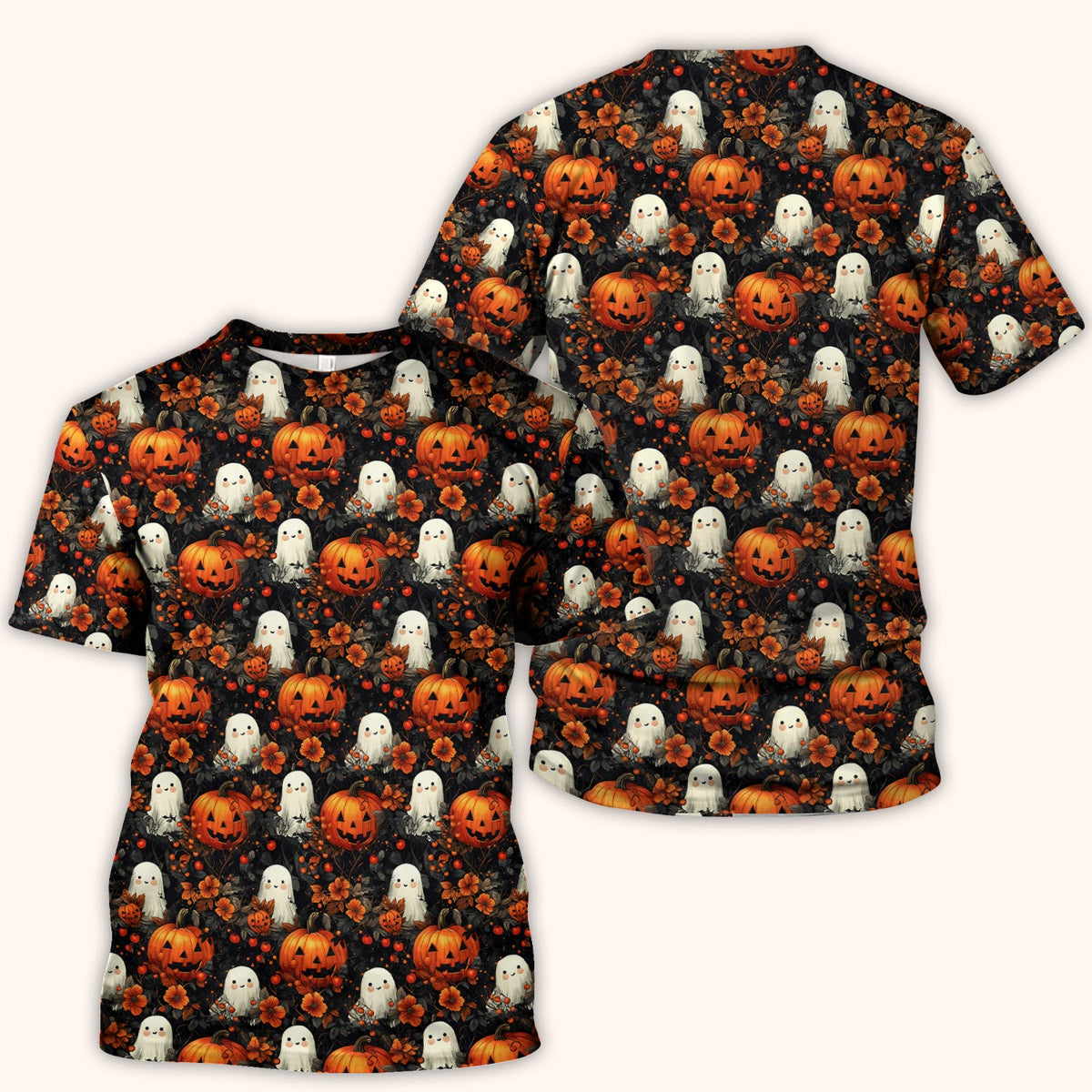 Spooky Ghost Pumpkin Nurse Scrub Top