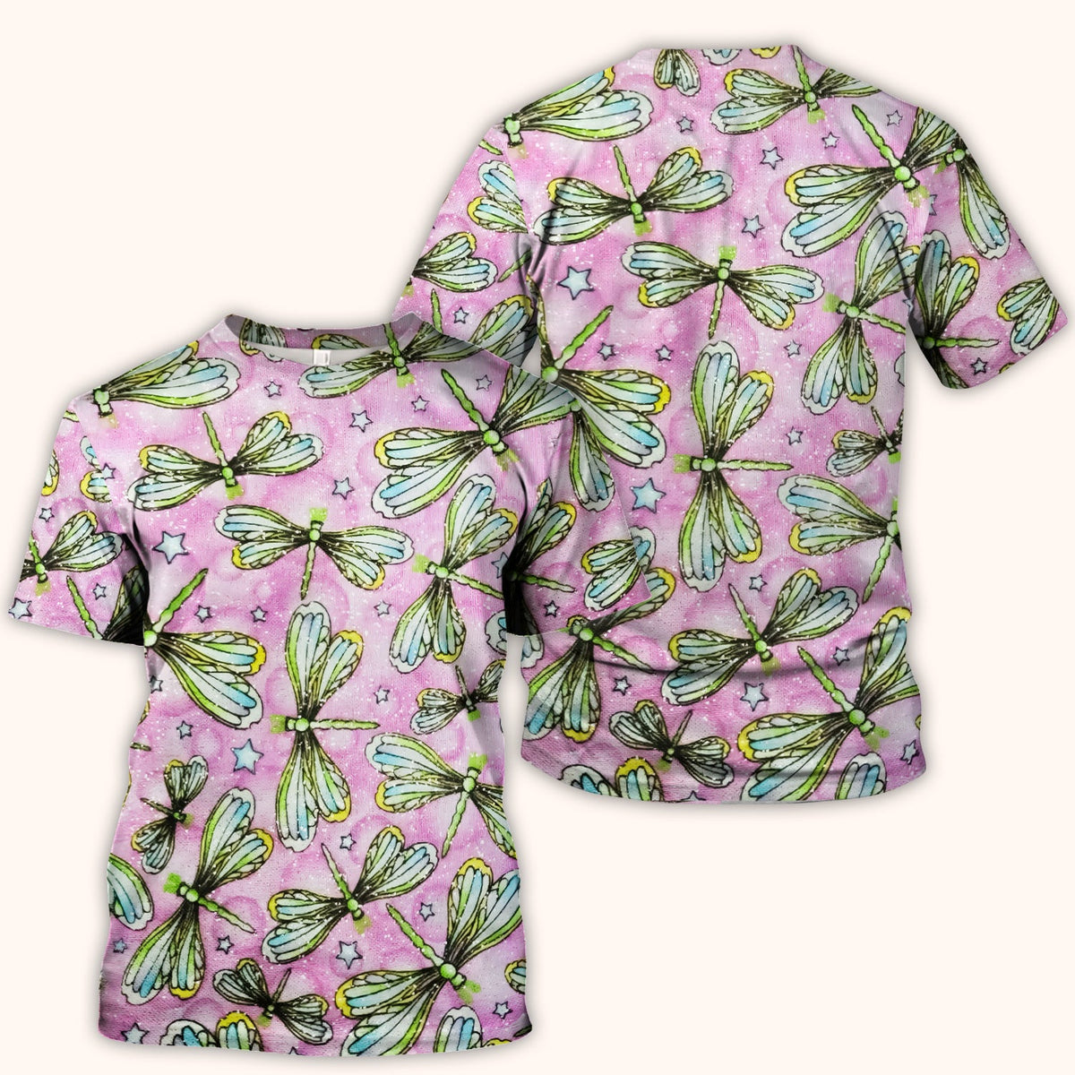 Dragonfly Pink Starry Nurse Scrub Top