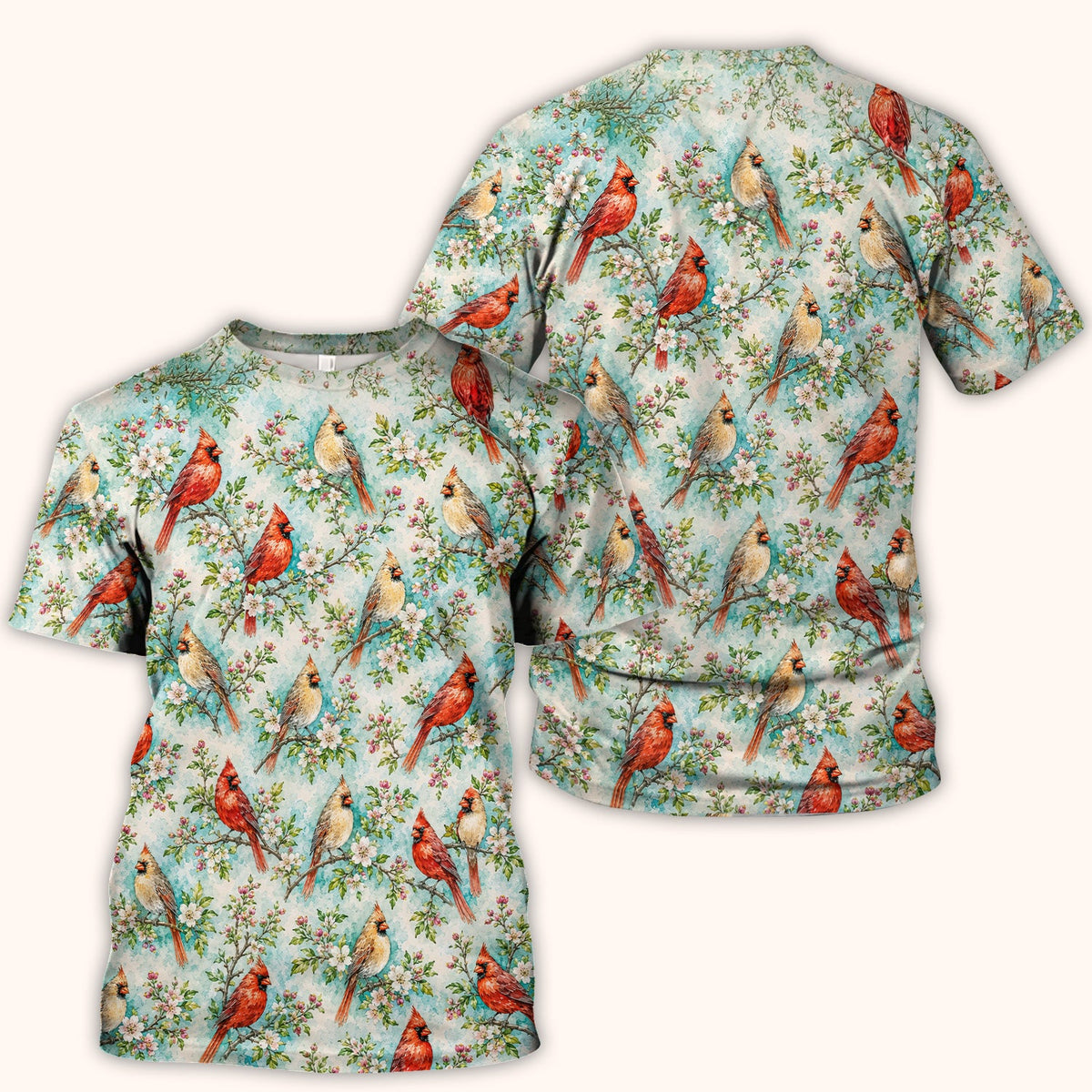 Cardinal Blossom Branch Nurse Scrub Top