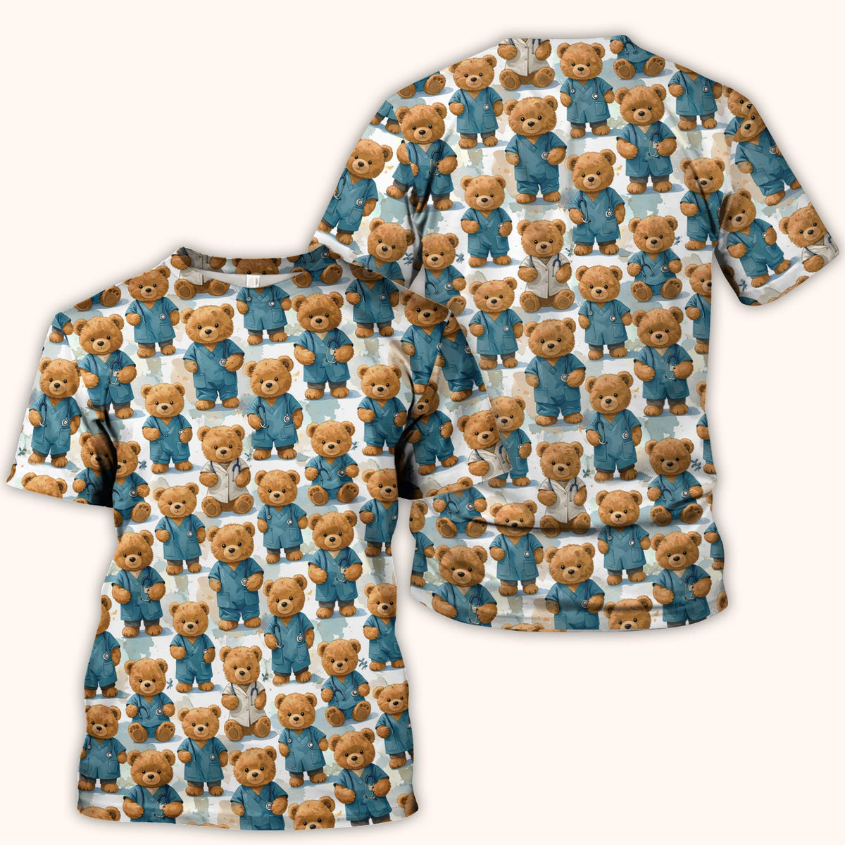 Teddy Bear Doctor Nurse Scrub Top