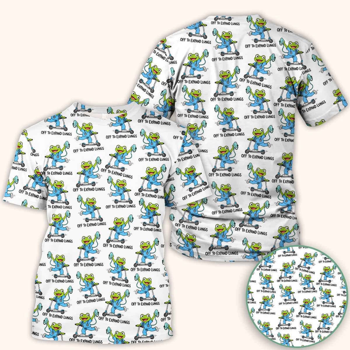 Off To Expand Lungs Frog Nurse Scrub Top