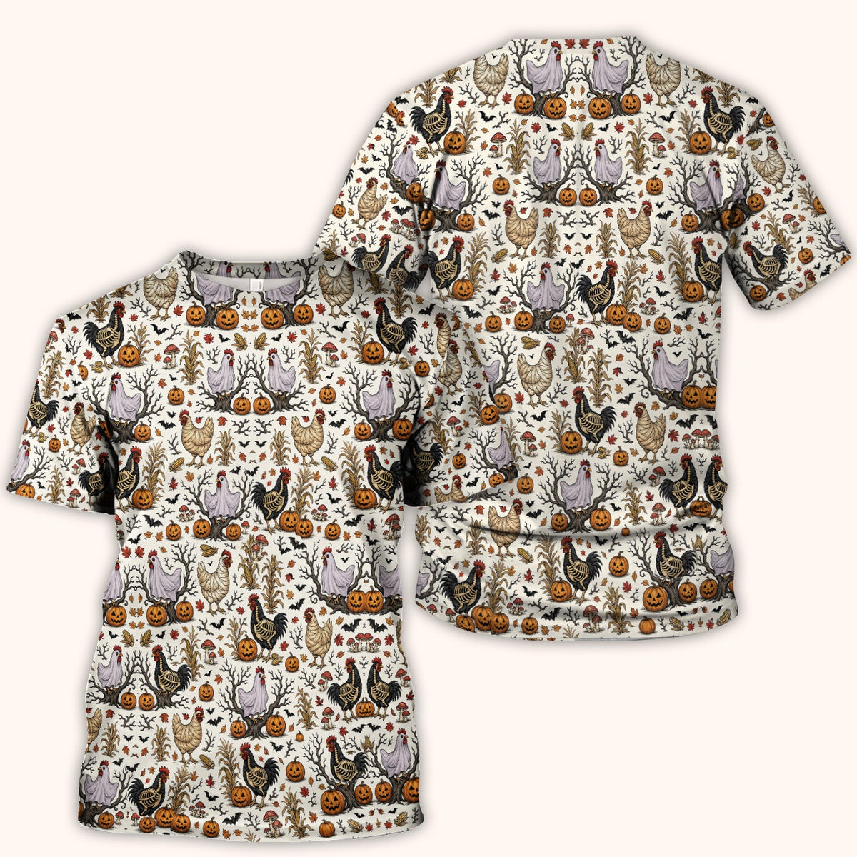Skeleton Chickens Nurse Scrub Top - Halloween Gift