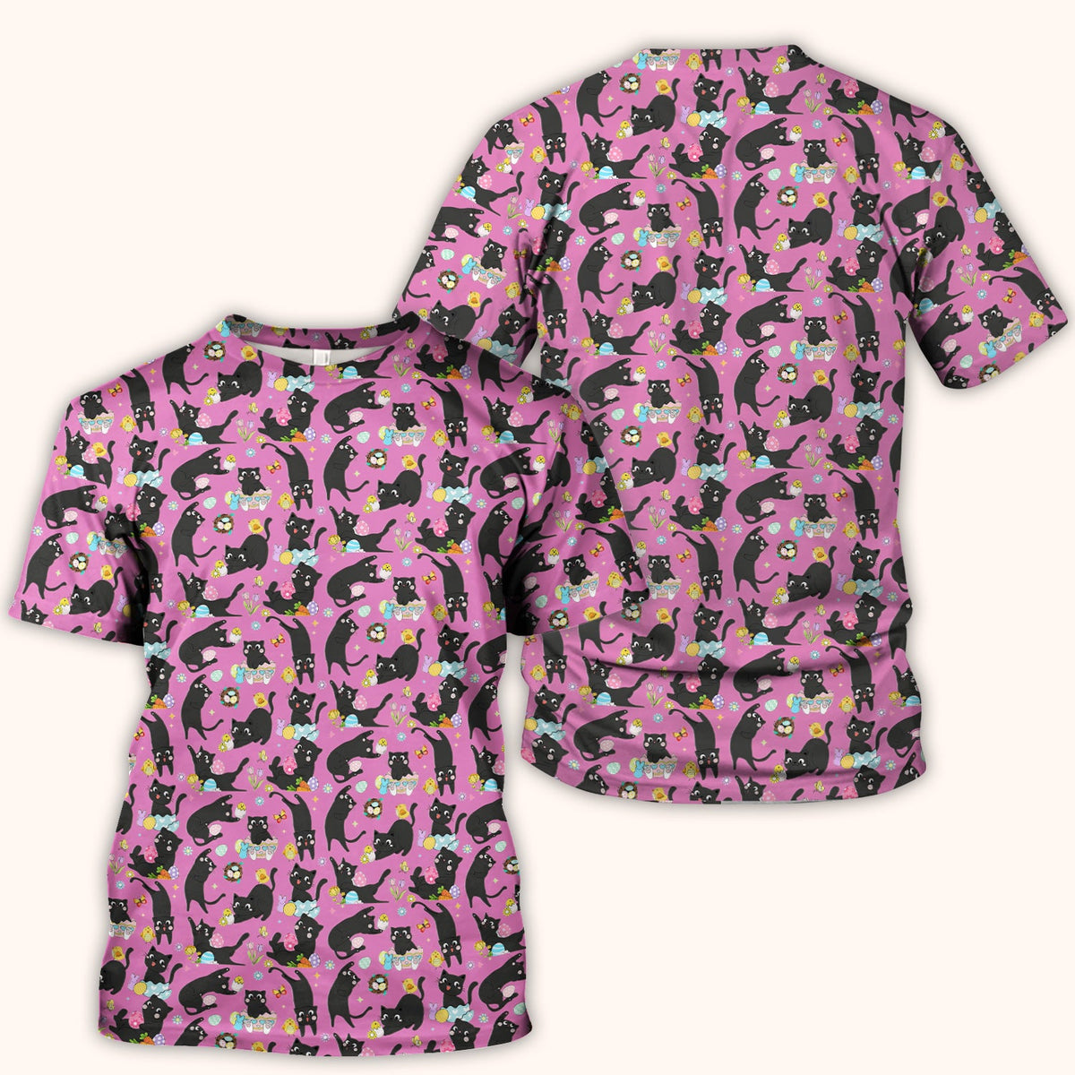 Black Cat Easter Egg Nurse Scrub Top