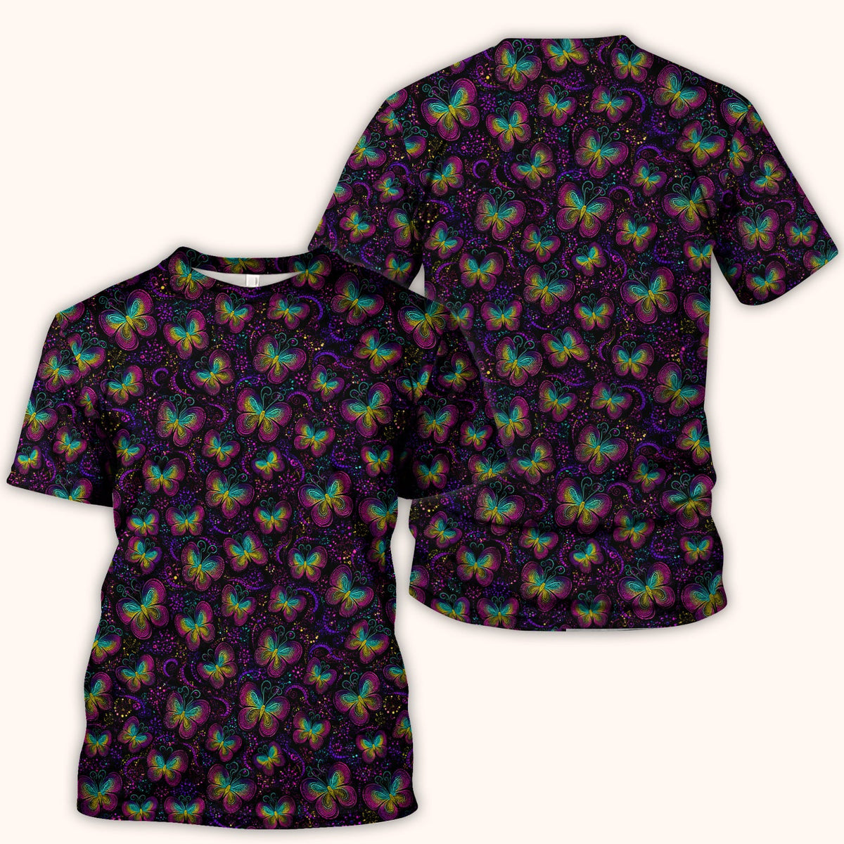 Neon Butterfly Swirl Nurse Scrub Top