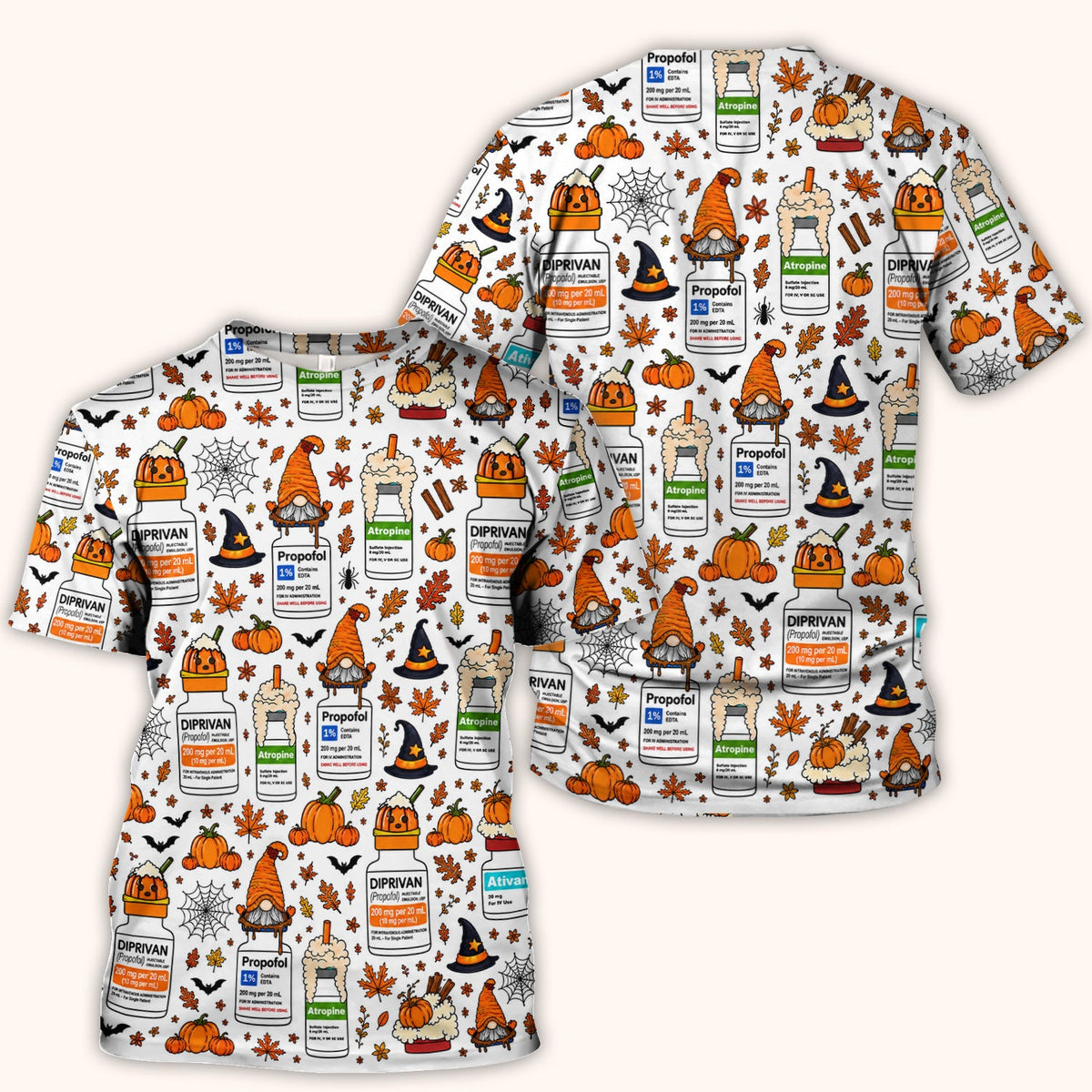 Witch Hat Pumpkin Nurse Scrub Top - Halloween Gift