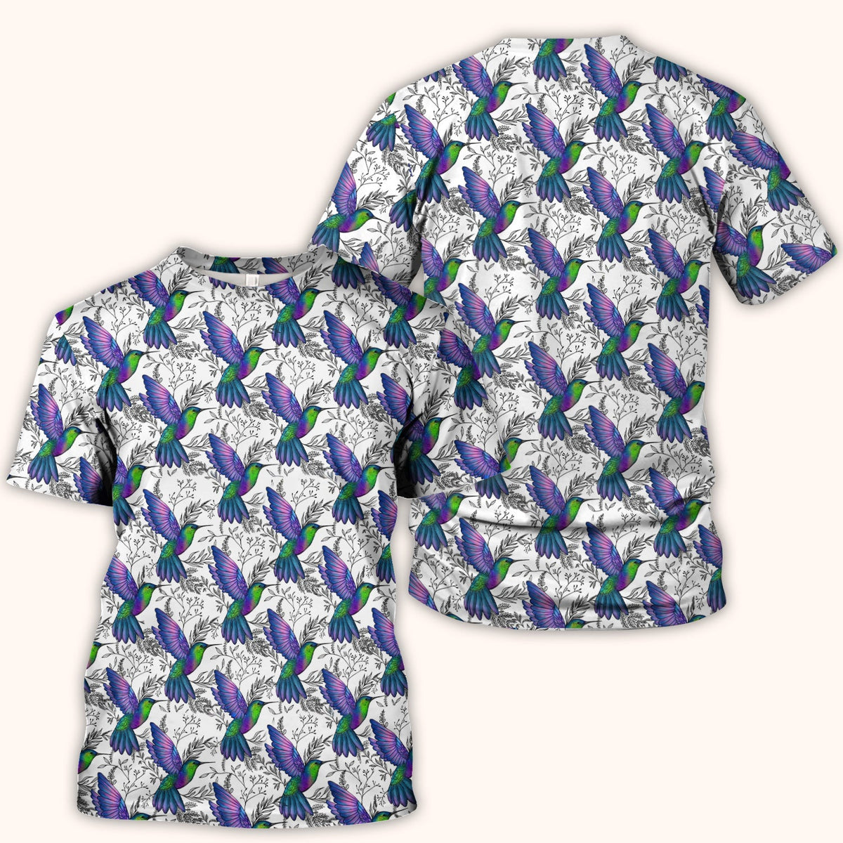 Colorful Hummingbird Botanical Nurse Scrub Top