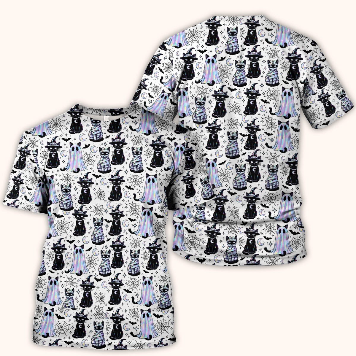 Ghost Witch Cat Nurse Scrub Top - Halloween Gift