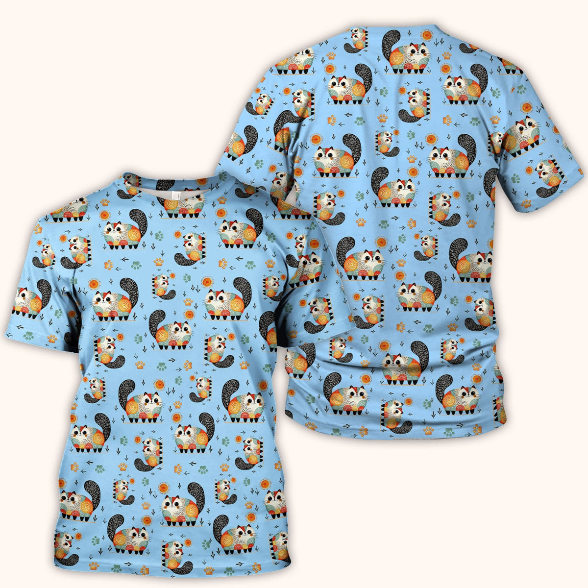 Cat Illustration Nurse Scrub Top