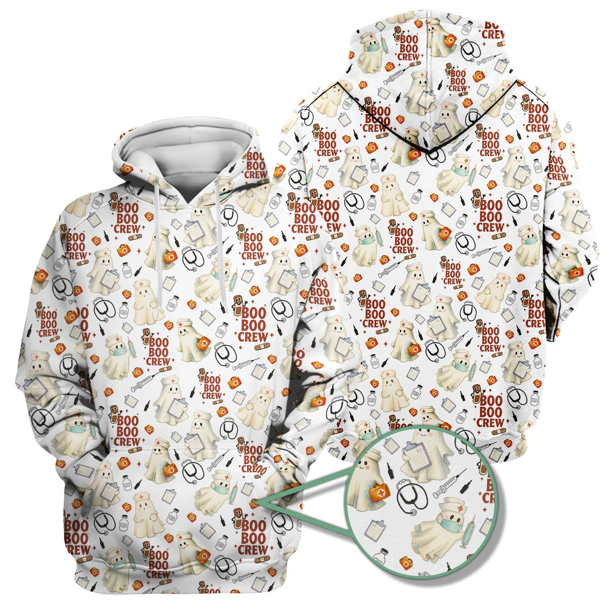 Boo Boo Crew Funny Ghost Nurse Scrub Top