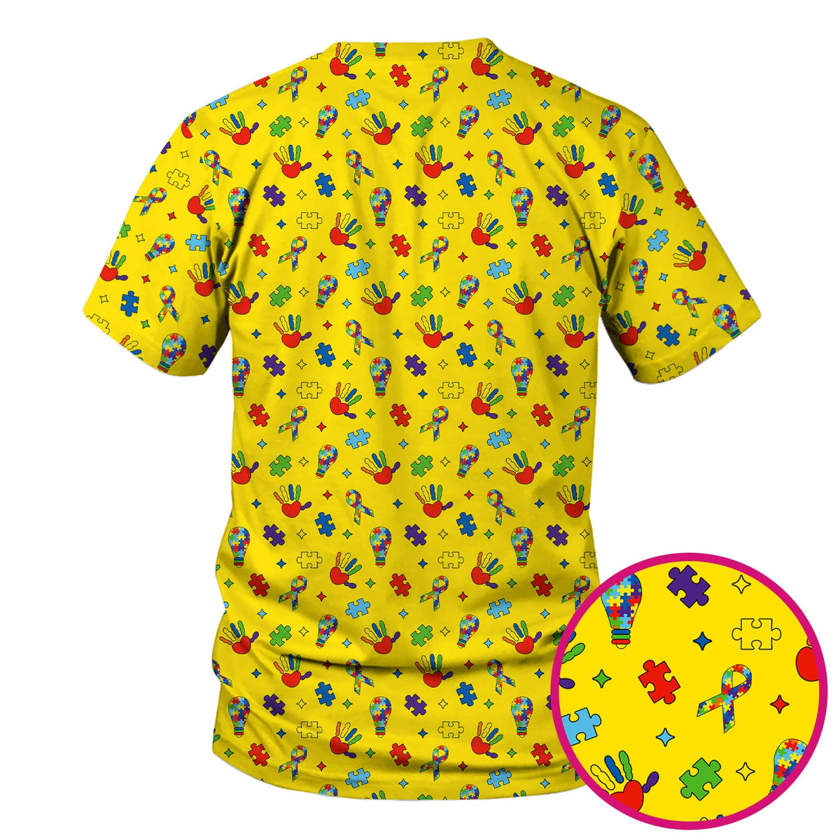 Autism Awareness Colorful Puzzle Nurse Scrub Top