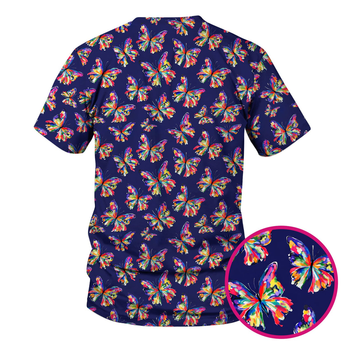 Personalized Vibrant Rainbow Butterfly Nurse Scrub Set