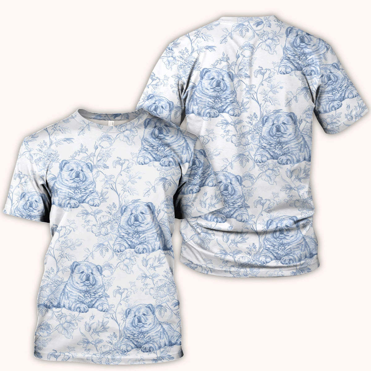 Dog Cat Chinoiserie Nurse Scrub Top