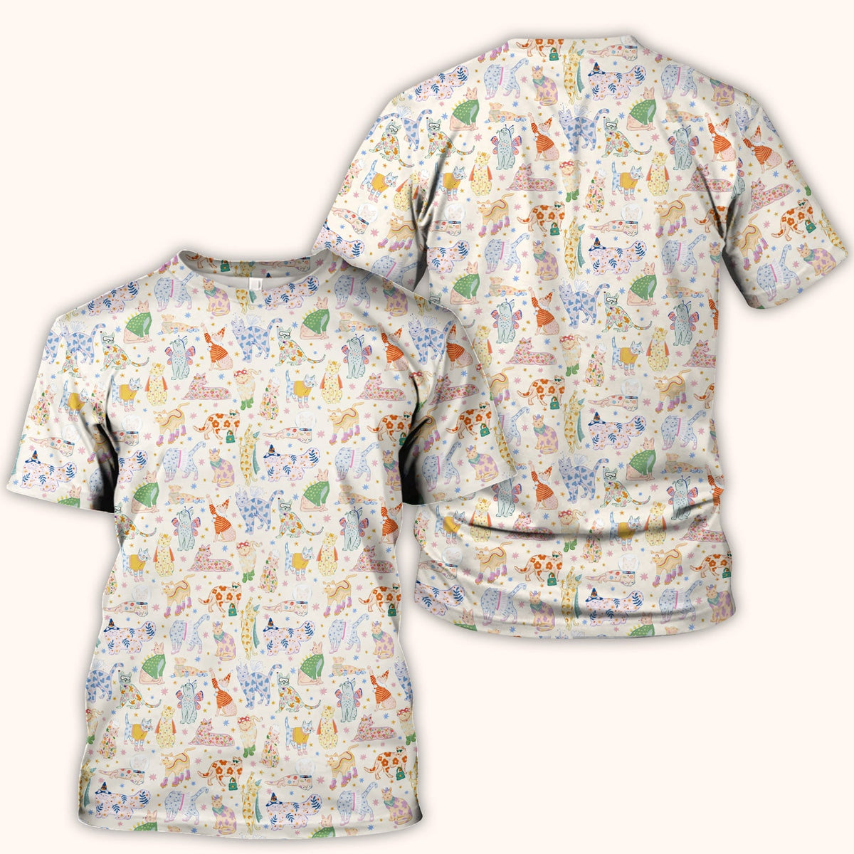 Colorful Cats Nurse Scrub Top