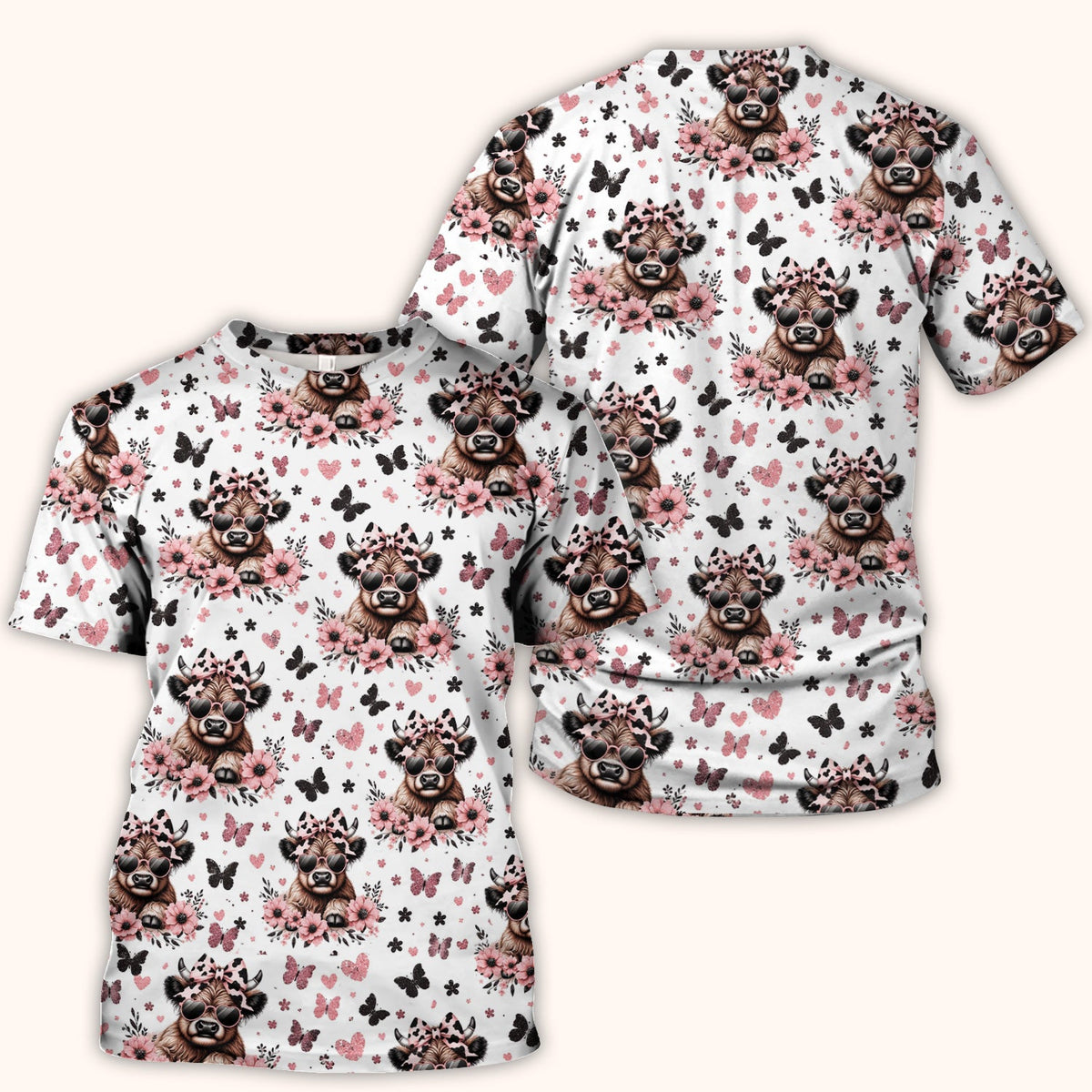 Cow Heart Sunglasses Nurse Scrub Top