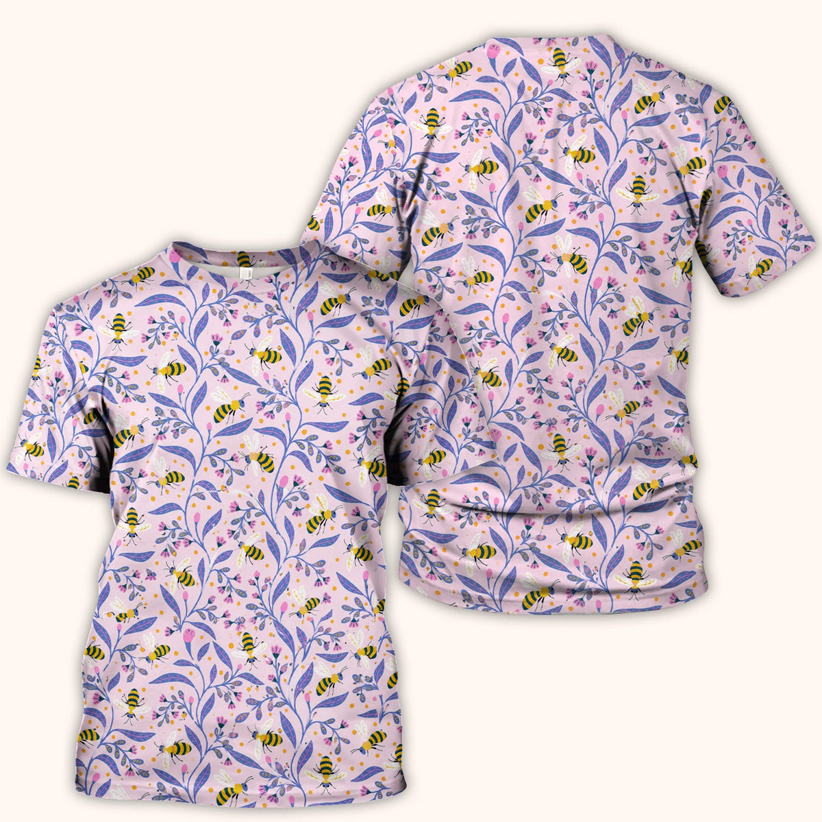 Cute Bumble Bee Floral Nurse Scrub Top