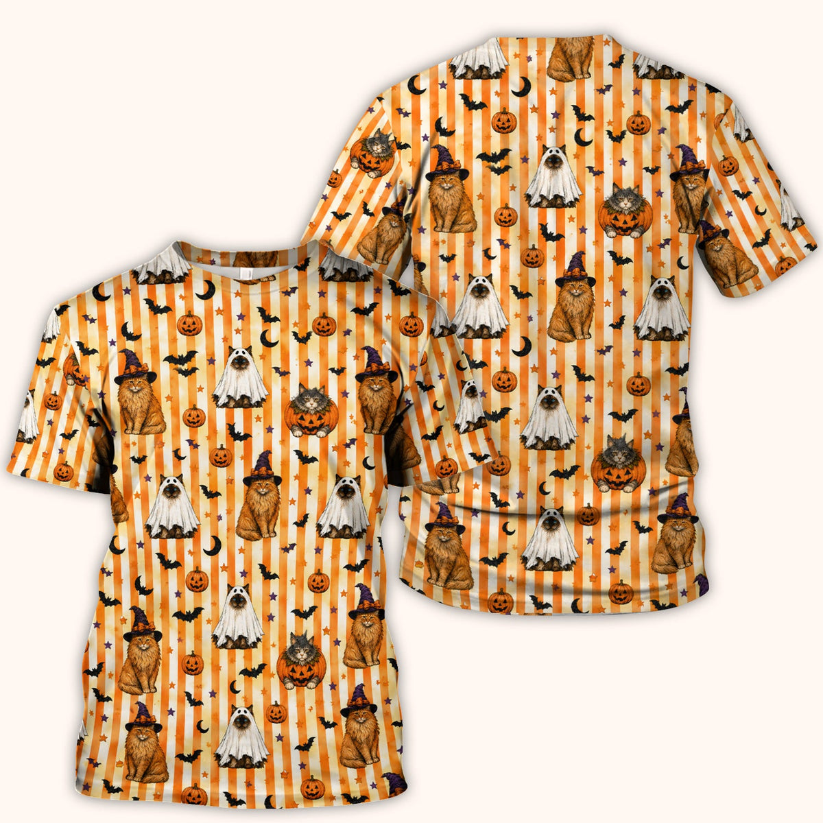 Cat Print Nurse Scrub Top - Halloween Gift