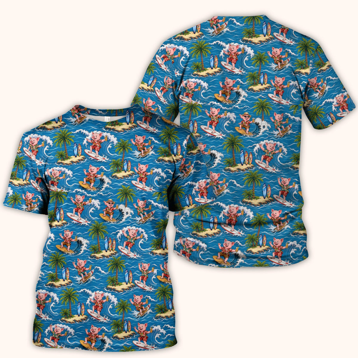 Tropical Surfing Pig Island Nurse Scrub Top