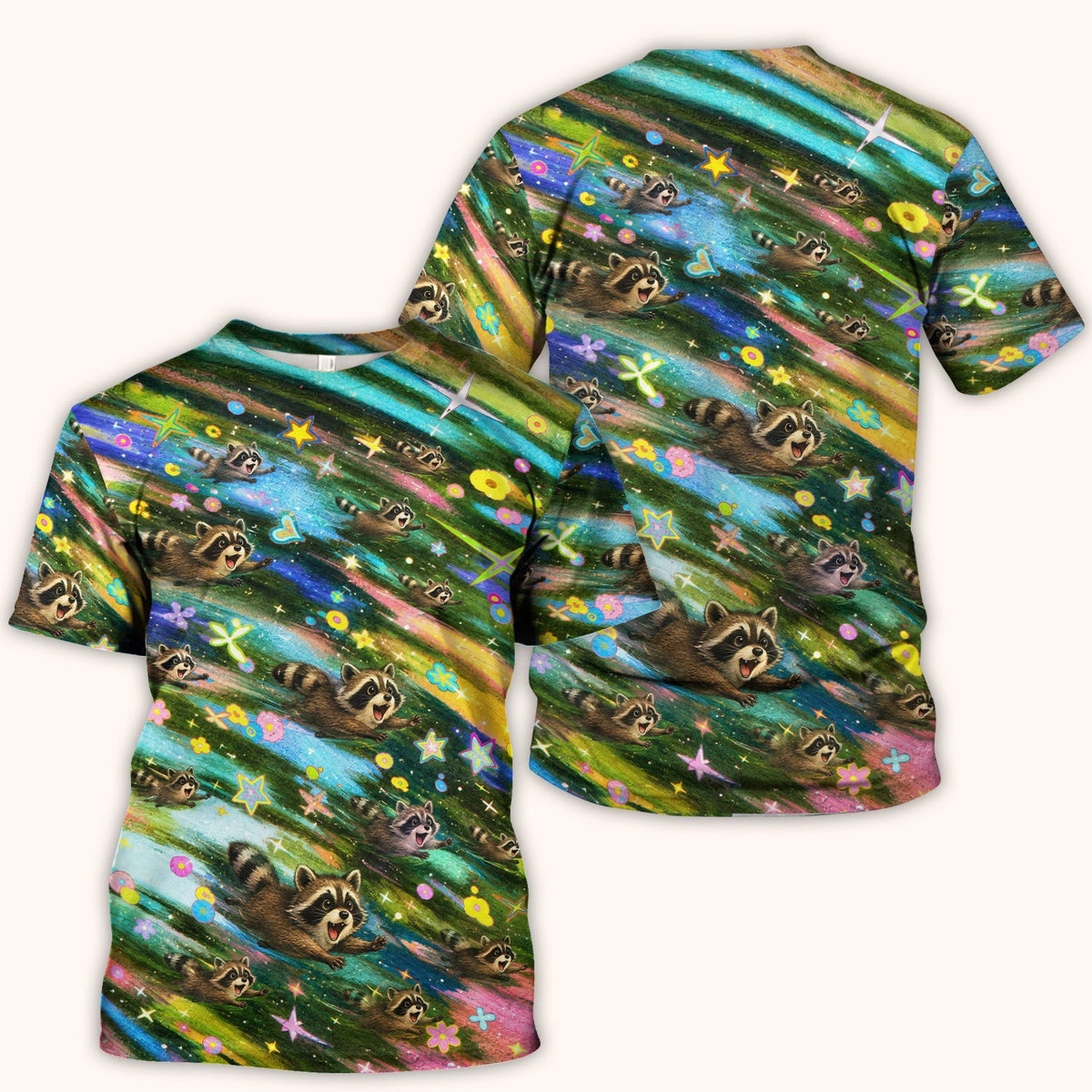Raccoon Rainbow Dash Nurse Scrub Top