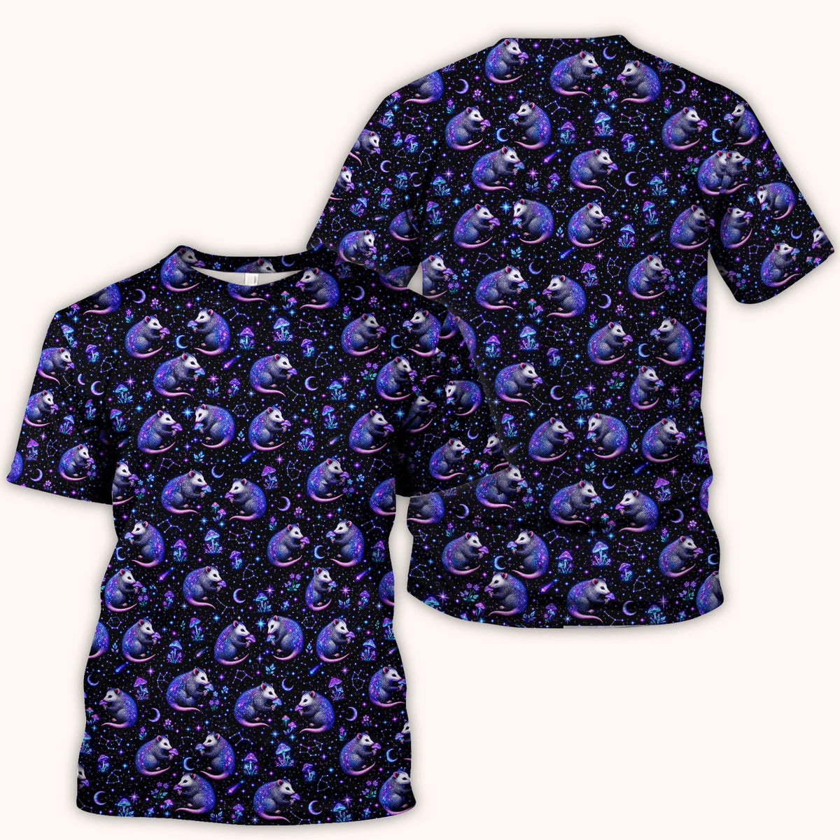 Celestial Purple Opossum Mushroom Nurse Scrub Top