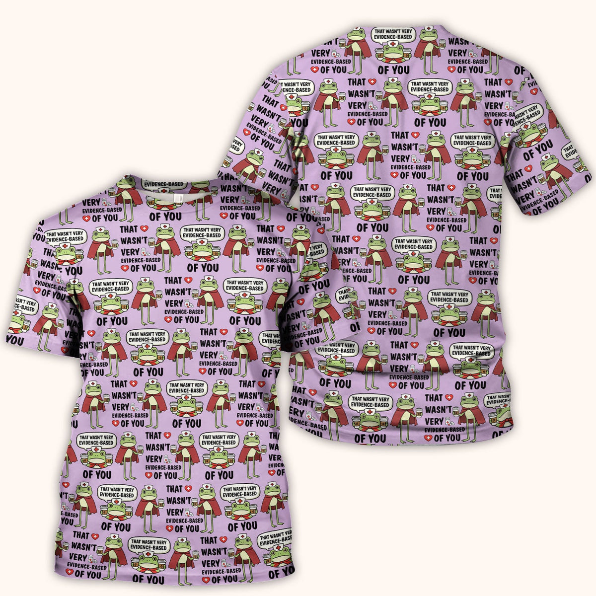Funny Frog Nurse Quote Medical Pattern Scrub Top, Breathable Fabrics Nursing Uniform