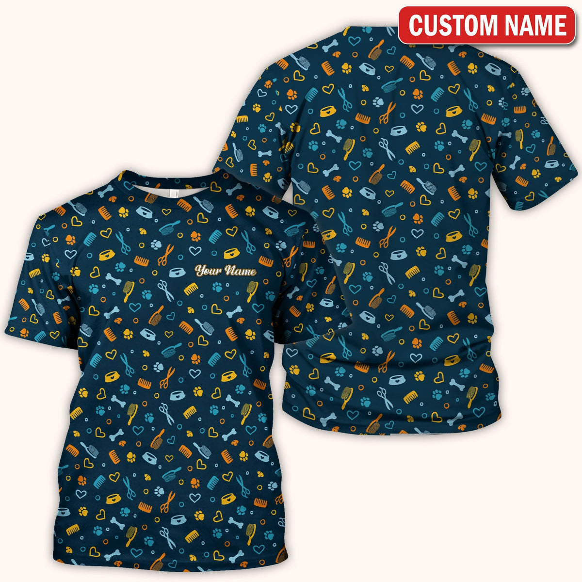 Personalized Dog Cat Grooming Nurse Scrub Top