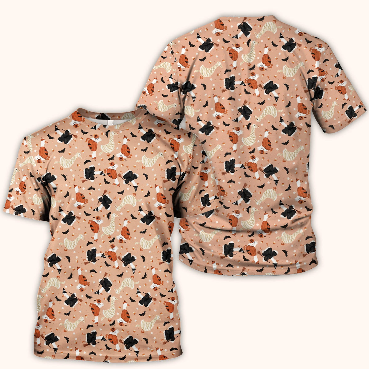 Goose Pumpkin Bat Nurse Scrub Top - Halloween Gift
