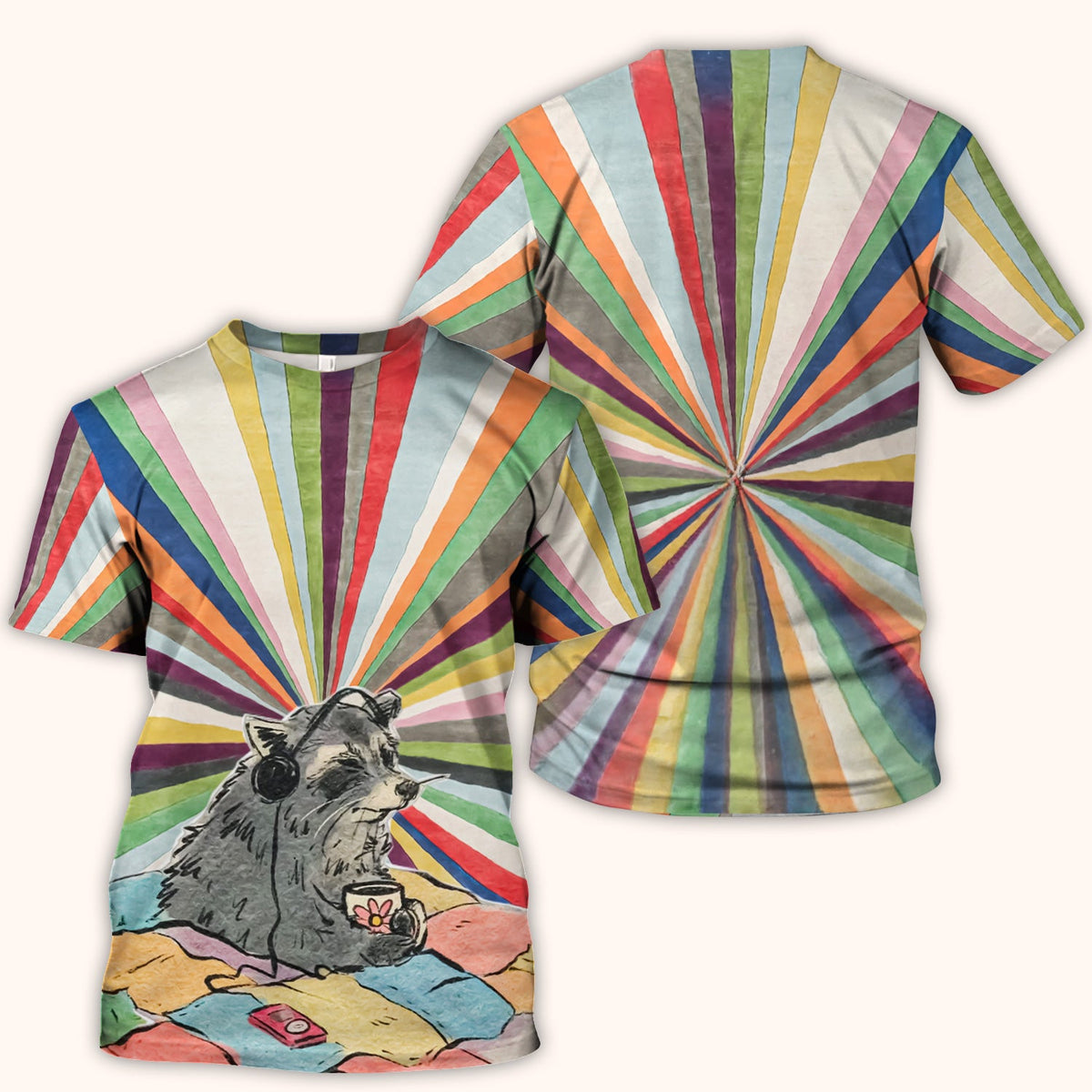 Chill Raccoon Rainbow Music Nurse Scrub Top