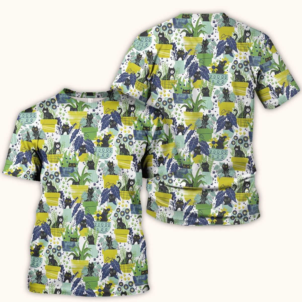 Black Cat Planter Garden Nurse Scrub Top