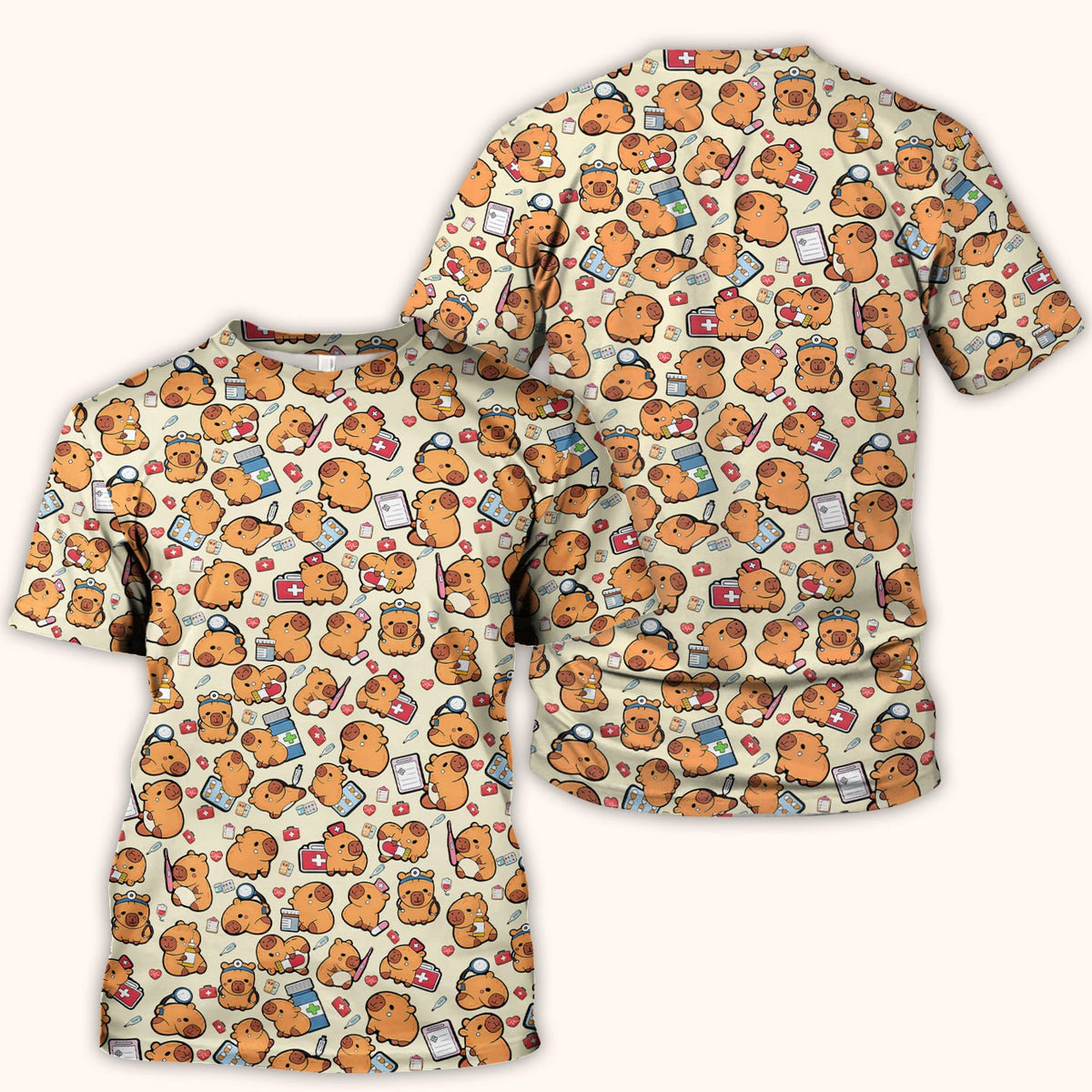 Capybara Stethoscope Medical Tools Nurse Scrub Top