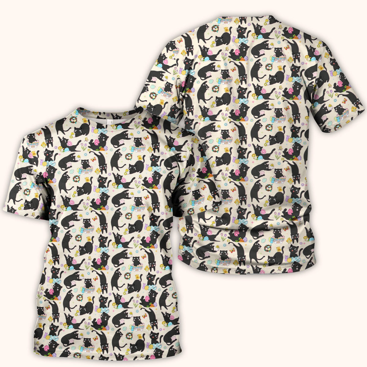 Black Cat Easter Egg Nurse Scrub Top