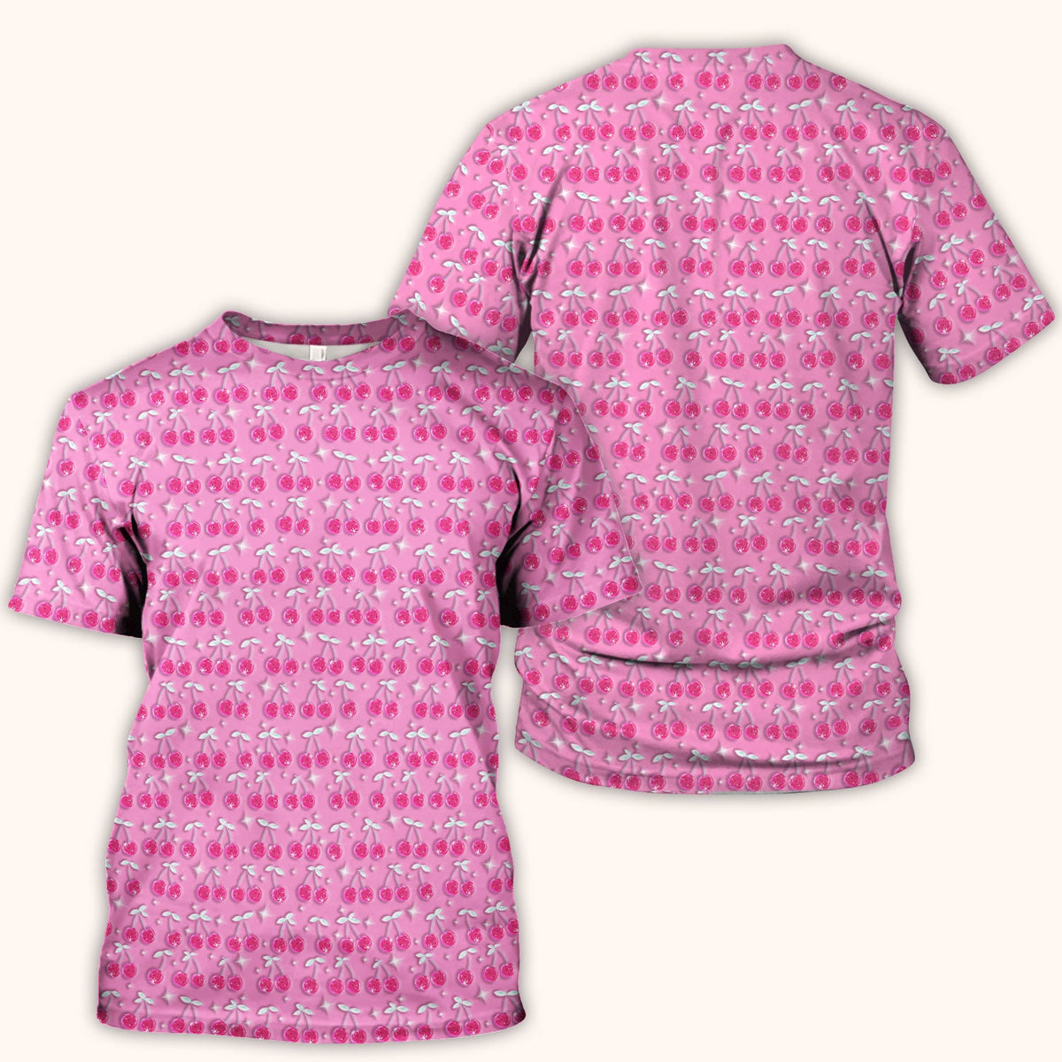 Pink Cherry Sparkle Nurse Scrub Top