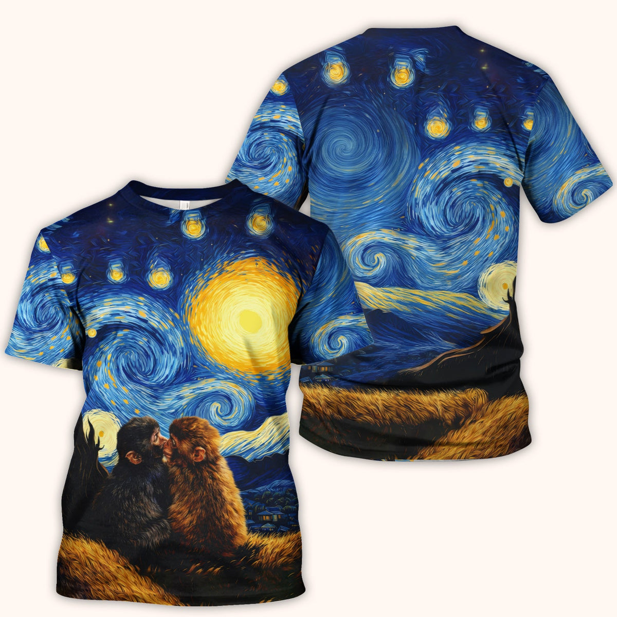Romantic Monkey Night Sky Nurse Scrub Top