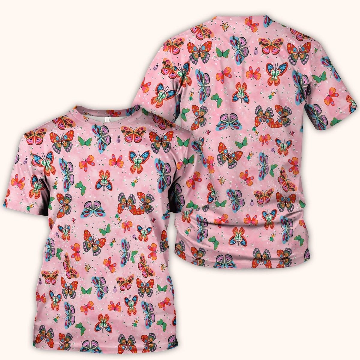 Colorful Butterfly Garden Nurse Scrub Top