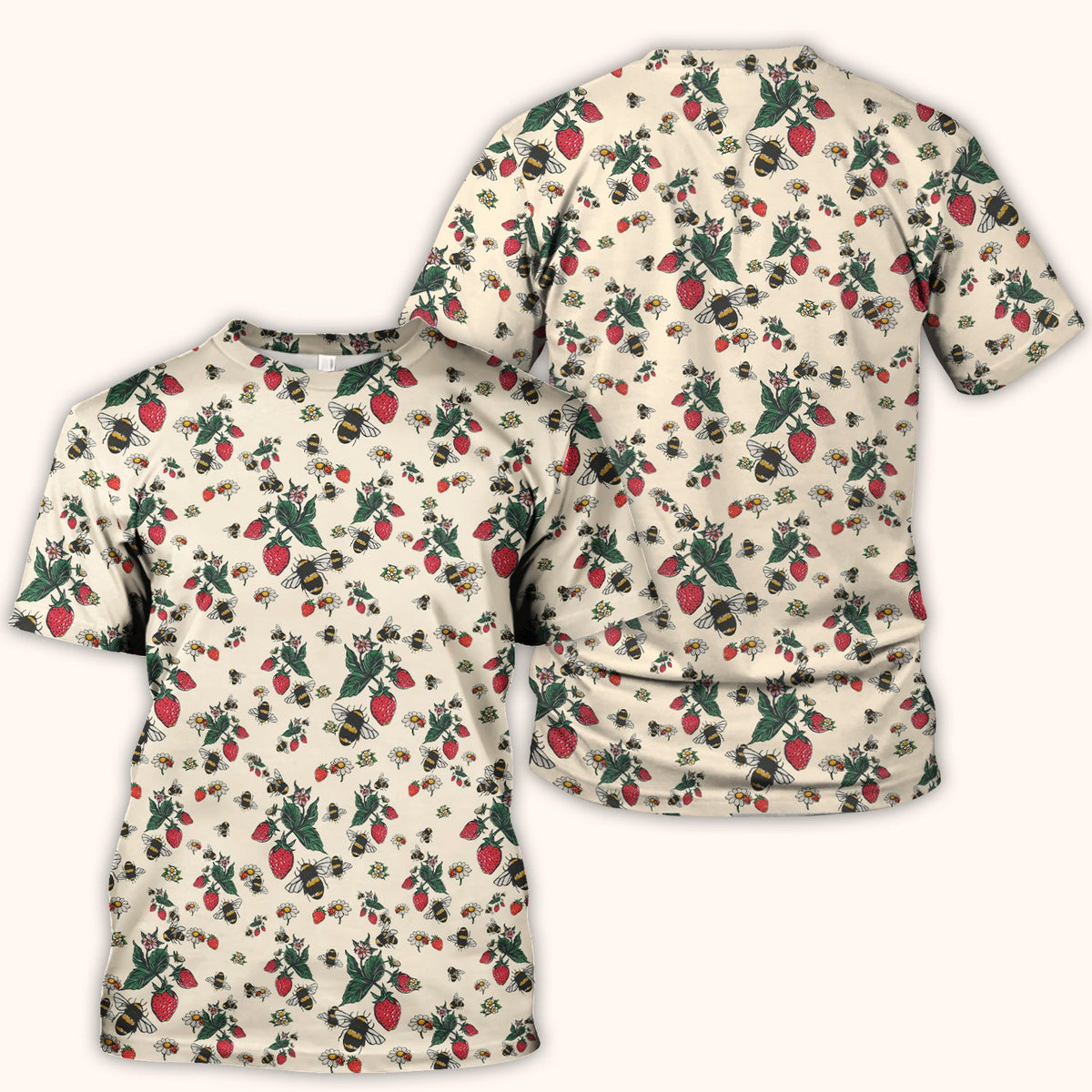 Strawberry Bee Daisy Nurse Scrub Top