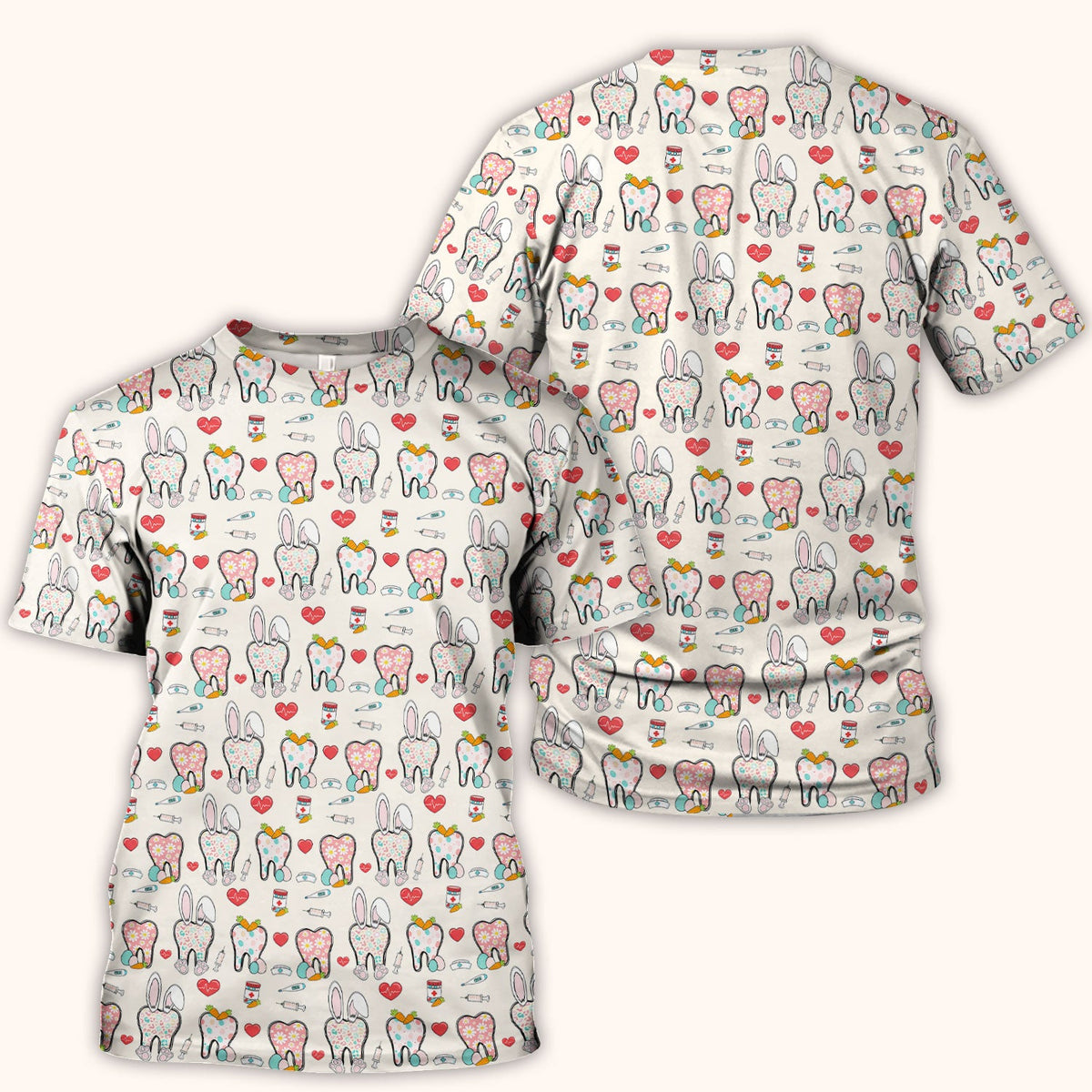 Easter Bunny Dentist Nurse Scrub Top
