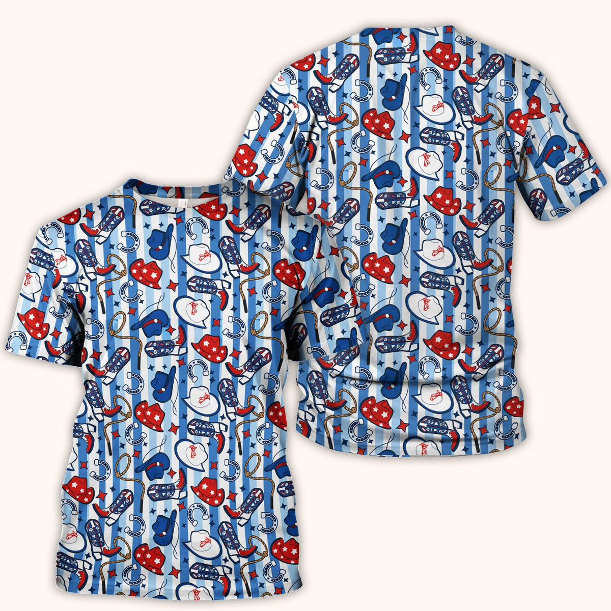 Western Cowboy Boots Hats Nurse Scrub Top
